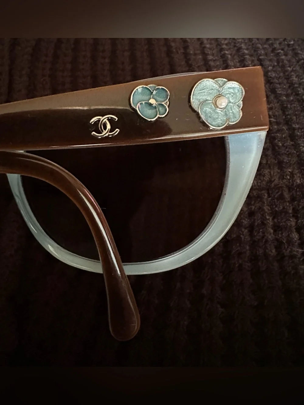 CHANEL Camellia Floral Sunglasses 5187-H Blue Brown Tortoise 55mm made in Italy